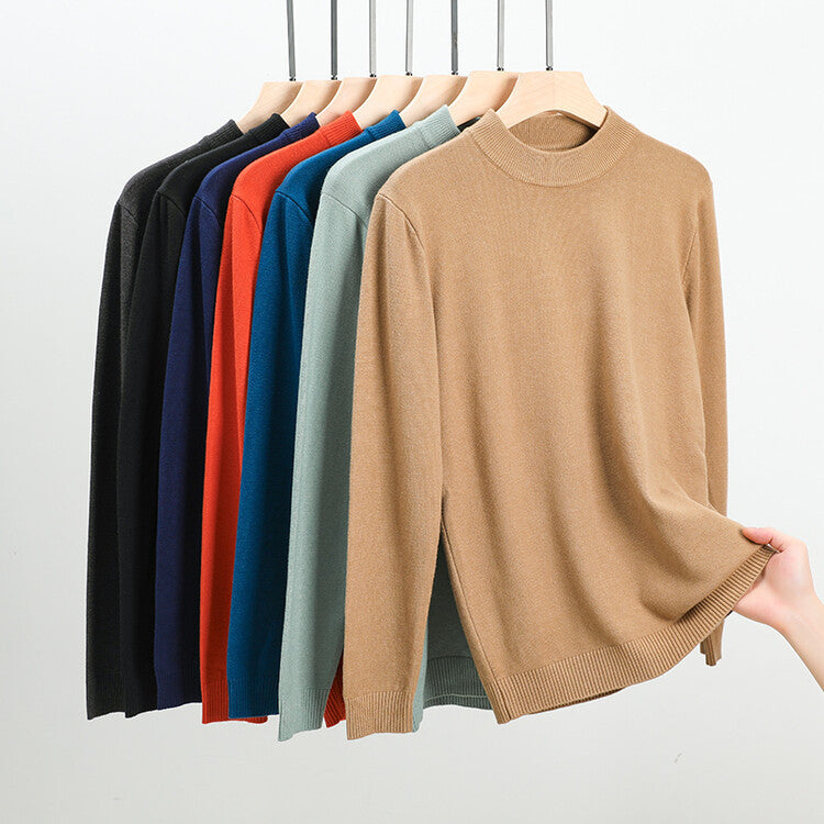Half Turtleneck Thermal Young and Middle-Aged Casual Solid Color Sweater