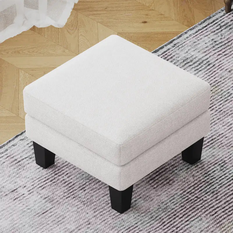 Beige Fabric Ottoman: Modern Storage Footrest