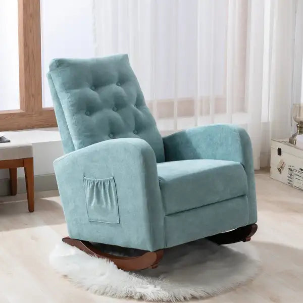 Modern High-Back Rocking Chair for Baby Nursery - Comfortable & Padded