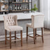 Beige Upholstered Wingback Bar Stools Set of 2 with Nailhead Trim & Tufted Back - 27" Seat Height - Minihomy