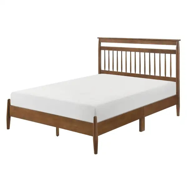 Chestnut California King Platform Bed | Transitional Style Bedroom Furniture - Minihomy