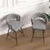 Grey Linen Woven Bar Stools with Backrest, 360 Swivel, Set of 2, Black Legs - Minihomy