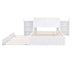 Full Size Platform Bed with Pull Out Shelves & Twin Trundle - White - Minihomy