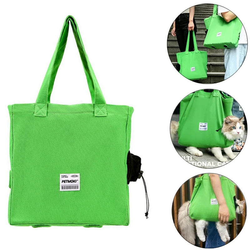 Escape-Proof Pet Carrier Bag - Breathable Canvas Dog & Cat Shoulder Bag with Large Capacity