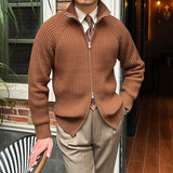 Men's Stand-up Collar Cardigan - Retro Slim Fit