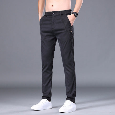 Men's Tencel Straight Trousers Slim Fit Skinny Pants