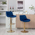 Navy Velvet Bar Stools Set of 2 | Swivel, Height Adjustable, Chrome Base - Minihomy