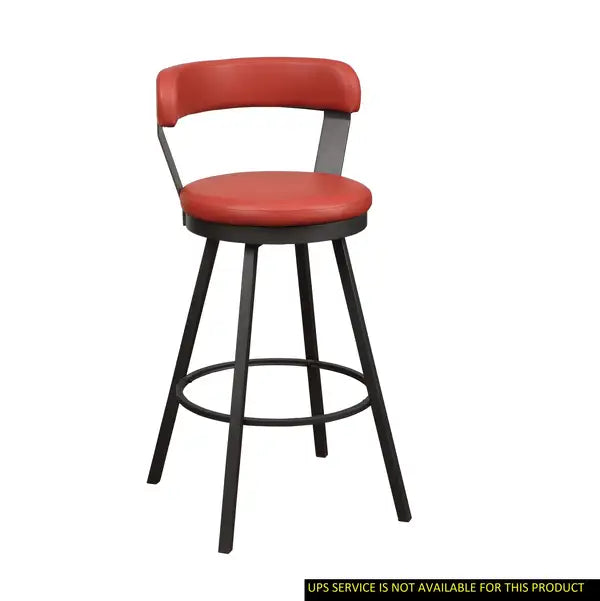 Red Faux Leather Swivel Bar Stools (Set of 2) - Metal Base