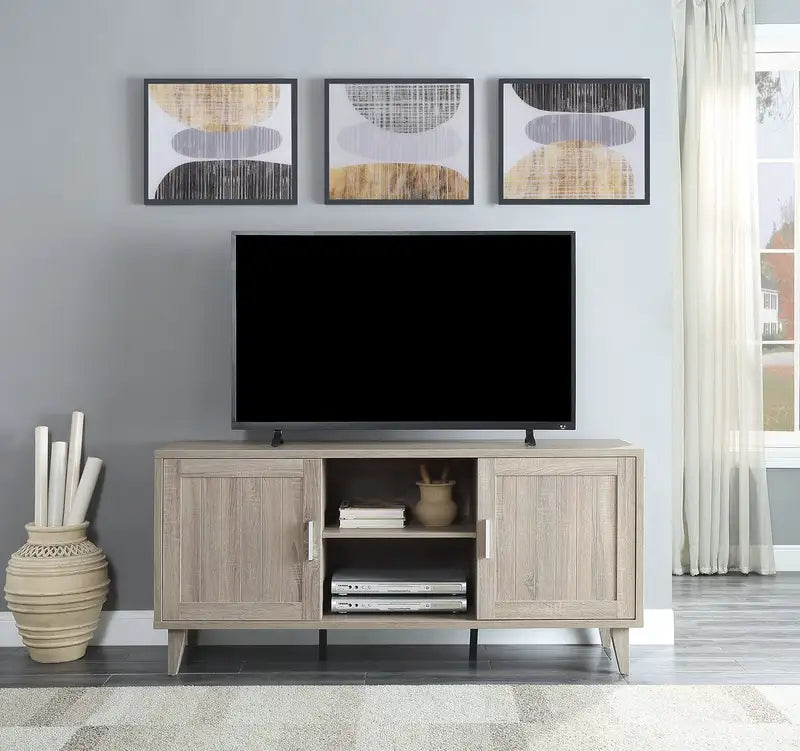 60" Modern TV Stand for TVs up to 65", Stonewash Grey