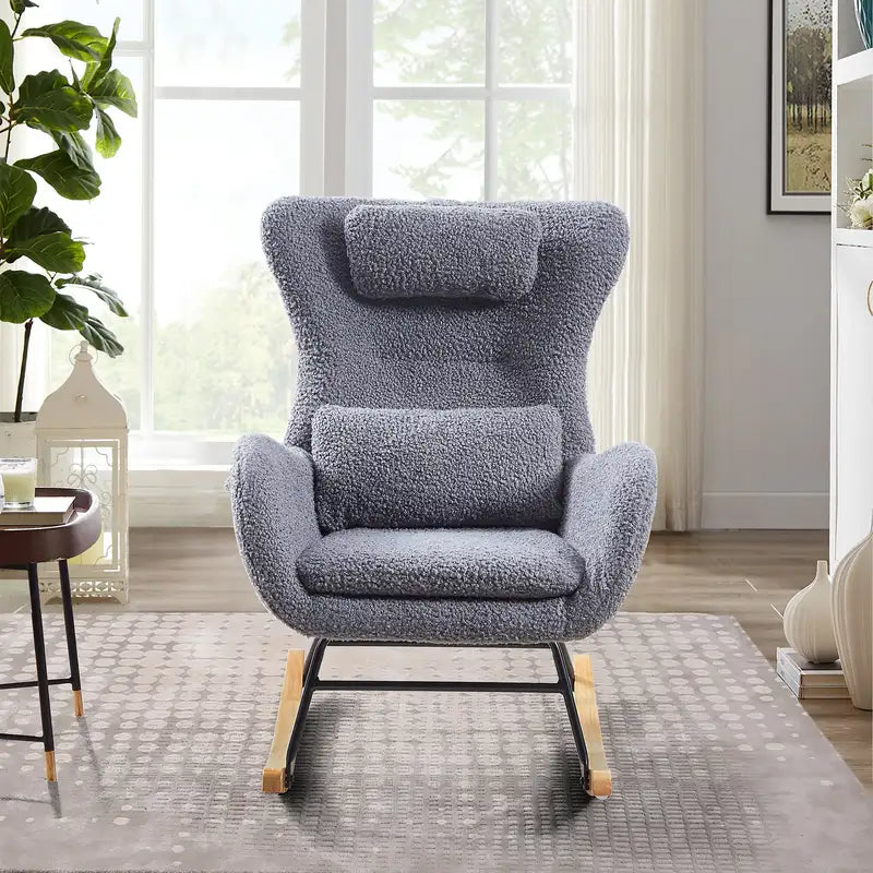 Modern Rocking Chair for Nursery - High Backrest Comfort