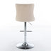 Beige Velvet Swivel Barstools with Backs, Adjustable Height, Chrome Base, Set of 2 - Minihomy