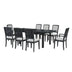 9 Piece Rustic Dining Table Set with Extendable Top, 6 Armless Chairs & 2 Arm Chairs, Black - Minihomy