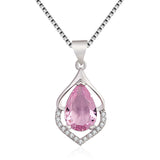 Style Colored Gems Water Drop Pendant Clavicle Chain