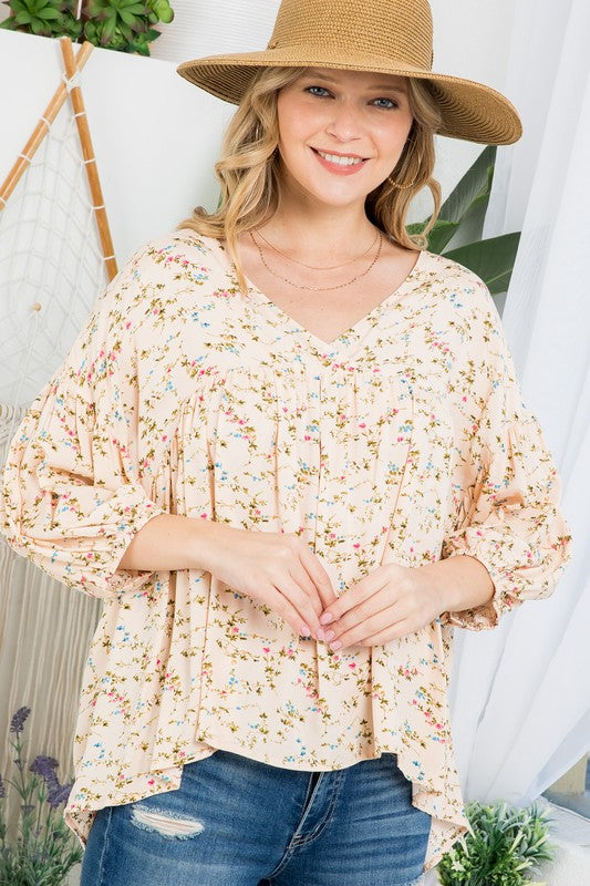 Dizzy Floral Peasant Blouse - Women's Casual Bohemian Top