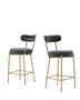 Gold Bar Stools Set of 2, 25" Counter Height Upholstered Sherpa Stools with Backs - Minihomy