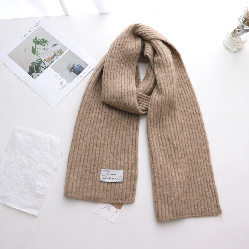 Short Knitted Plain Striped Scarves for Men and Women