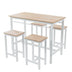 5-Piece Modern Kitchen Table Set with Bar Stools - White Oak, Metal Frame, 47.5" L x 23.7" W x 35.5" H - Minihomy