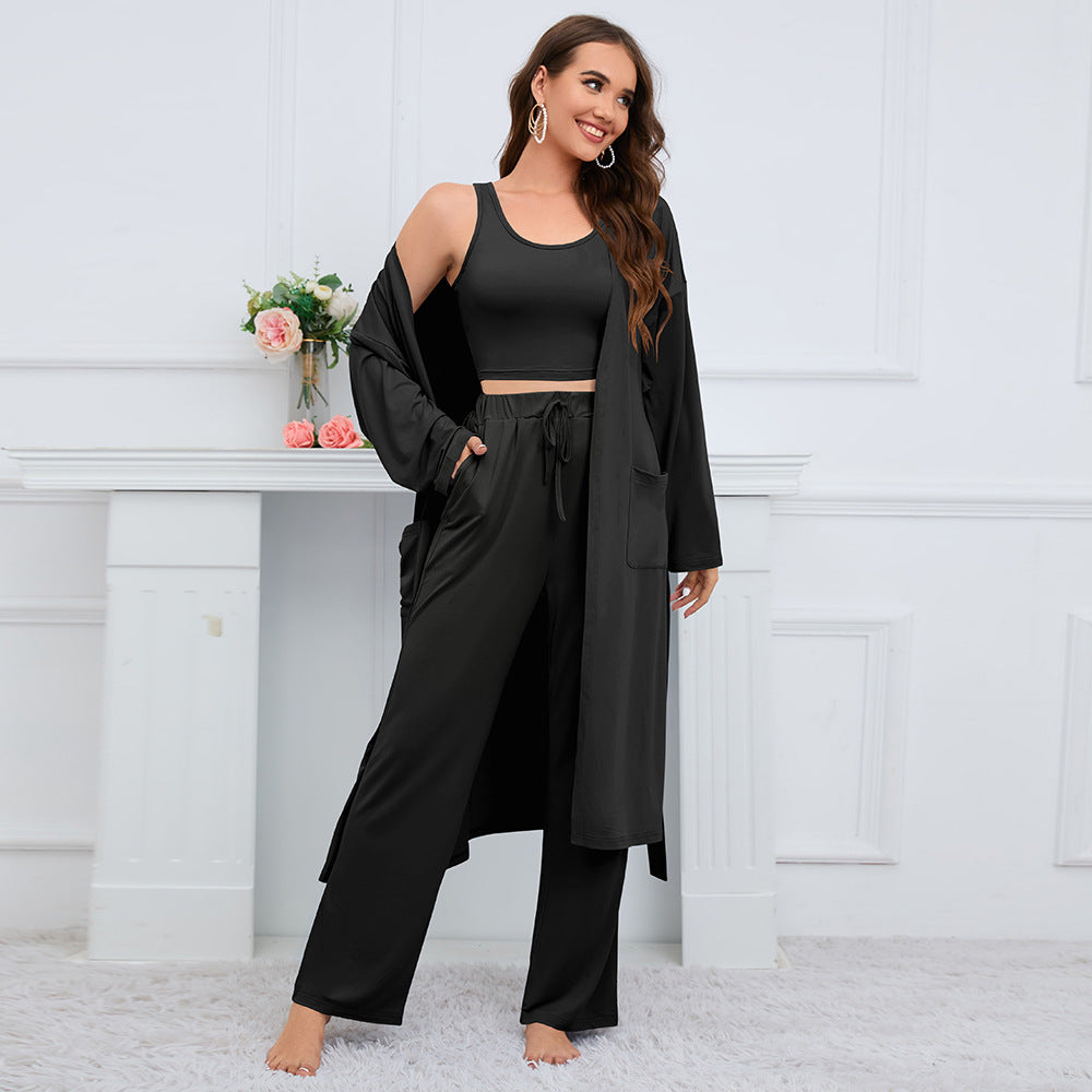 Women's  Camisole Coat Wide Leg Pants Suit