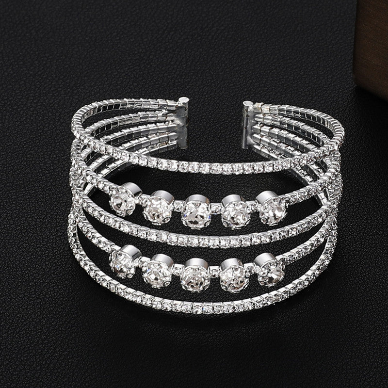 Bridal Accessories Temperament Full Diamond Elastic Bracelet: Add Elegance to Your Ensemble
