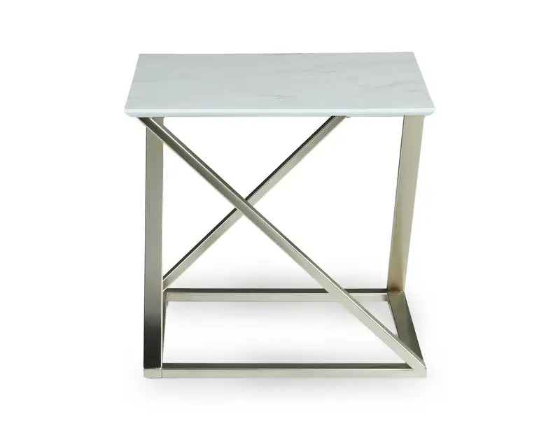 White Faux Marble End Table - Zurich Modern Side Table