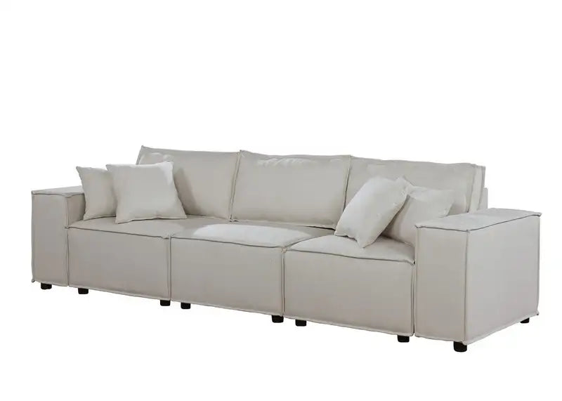 Annabel Beige Linen Sofa - 104 Inches