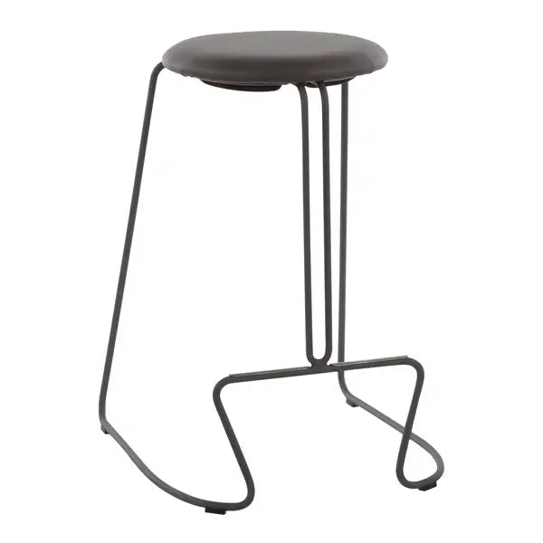 LumiSource Finn Grey Steel & Faux Leather Counter Stools (Set of 2)