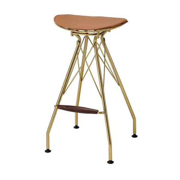 Gold Metal Barstools, Backless with Flared Legs, Set of 2 - Minihomy