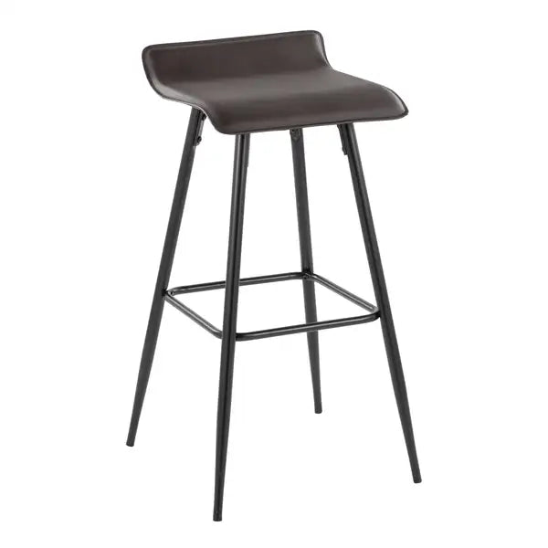 LumiSource Ale Bar Stools - Set of 2, Black Steel & Espresso Faux Leather, 30"