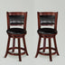 2-Piece Black Faux Leather Swivel Bar Stools - Upholstered & Padded Back for Kitchen - Minihomy