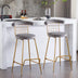 Luxury Velvet Bar Stools Set of 2, Grey - High Back, Metal Legs, Modern Kitchen Dining Chairs - Minihomy