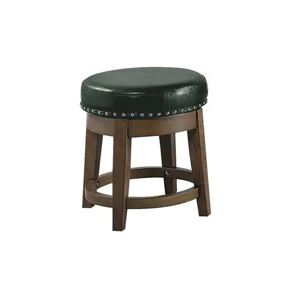 Drue Green Faux Leather Swivel Bar Stools with Nailhead Trim (Set of 2) 18 Inch - Minihomy