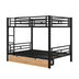 Full Size Metal Convertible Bunk Bed with 2 Drawers - Black - Minihomy