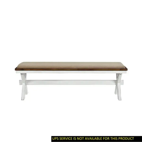 White & Oak Dining Bench - Modern Upholstered Seat, Traditional Style