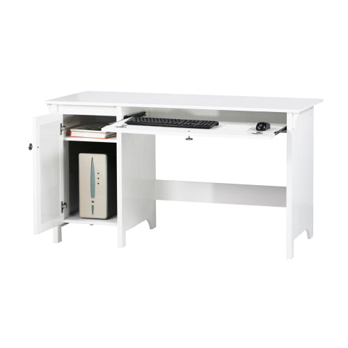 White Writing Desk with Storage 47" Computer Desk with Drawer & Cable Management