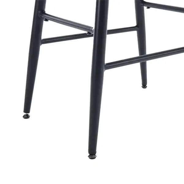 Counter Height Bar Stools Set of 2 - PU Upholstered, Black, with Footrest - Minihomy