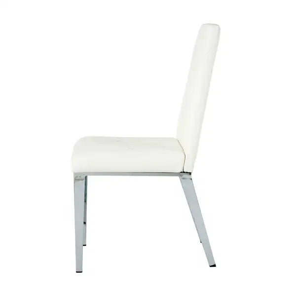 Modern Dining Chairs Set of 2, White PU Leather, Electroplated Legs, Home Bedroom Stool - Minihomy