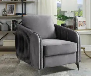 Hathaway 32" Gray Velvet Accent Chair - Modern Chic Armchair