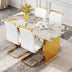 Modern Dining Table & Chair Set - Gold Metal Legs, Rock Plate Top, Stable & Stylish - Minihomy