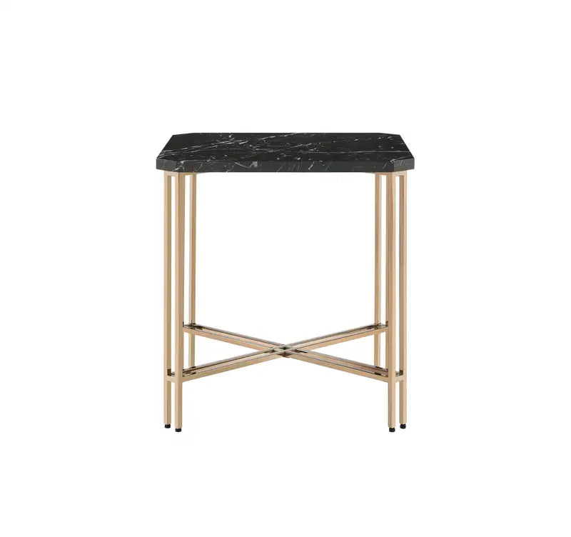 Black Square End Table with Faux Marble Top - Daxton