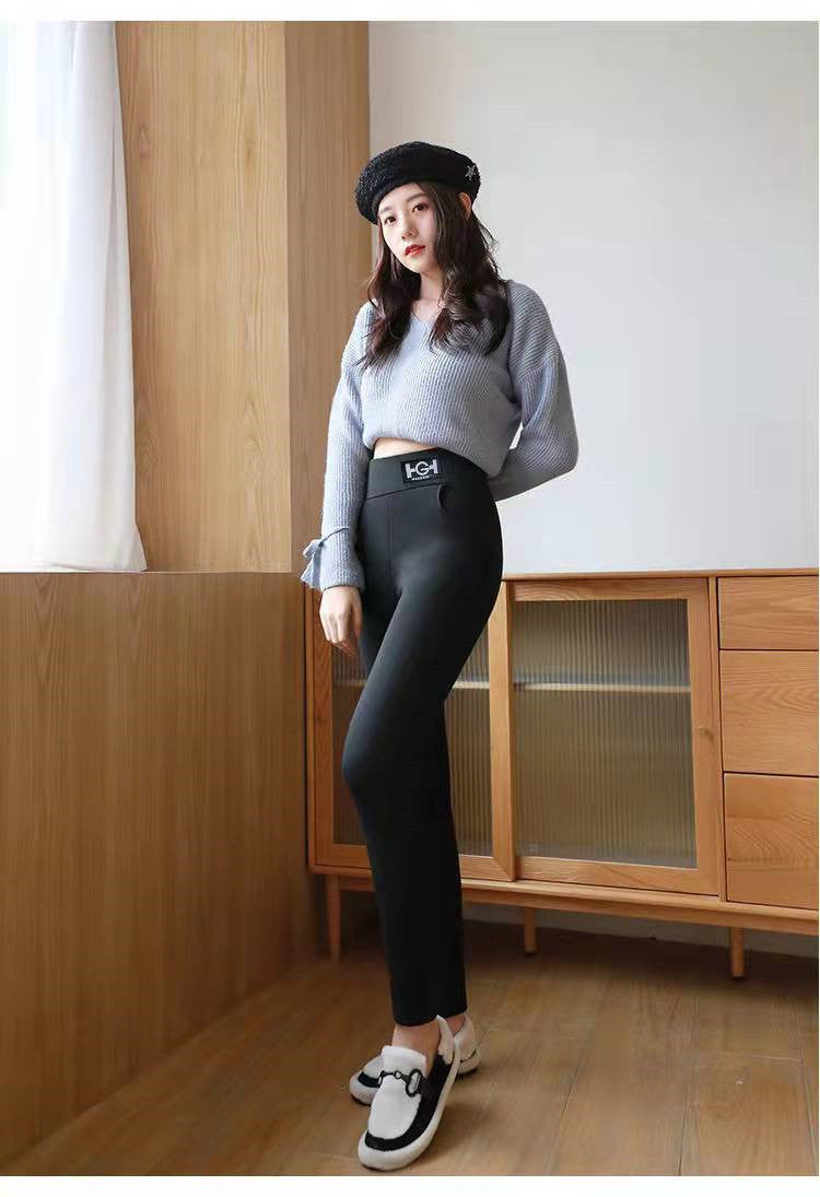 Winter Cashmere Thickened Outwear  Lamb Fleece Leggings Female