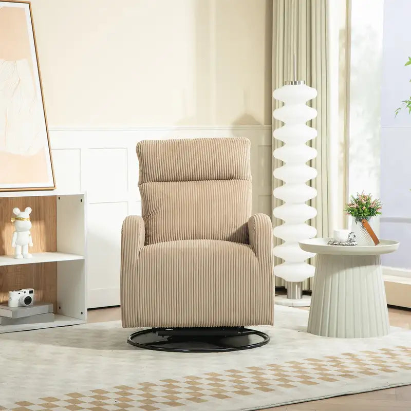 JiaDa Light Brown Flannel Swivel Glider Rocking Chair - Nursery