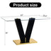 Large Modern Minimalist Glass Dining Table for 6-8 | Tempered Glass Top & MDF Base - F-V - Minihomy