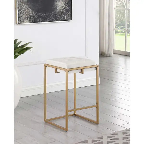 Beige & Gold Square Counter Stools (2-Pack)