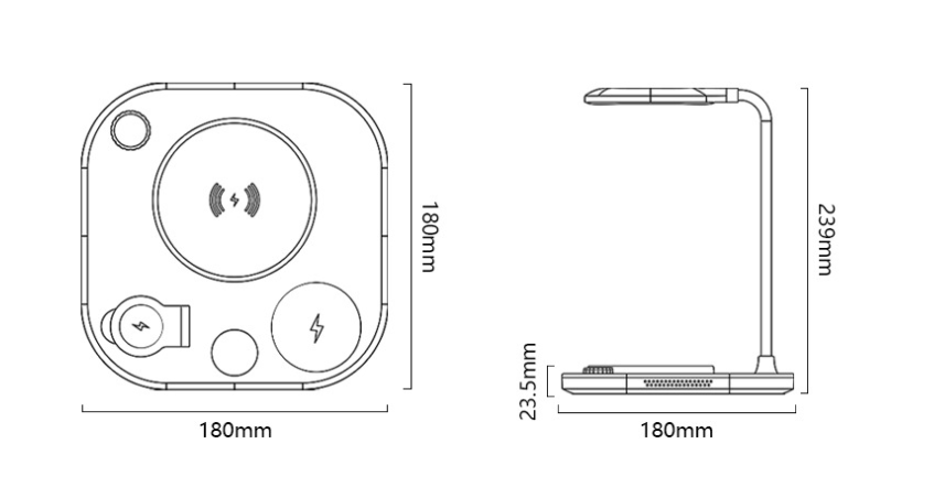 Three-in-One Wireless Magnetic Charger - 15W Fast Charging Desk Lamp