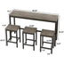 Brown Gray Kitchen Dining Table Set with 3 Stools - Modern Pub Table, Easy Assembly - Minihomy