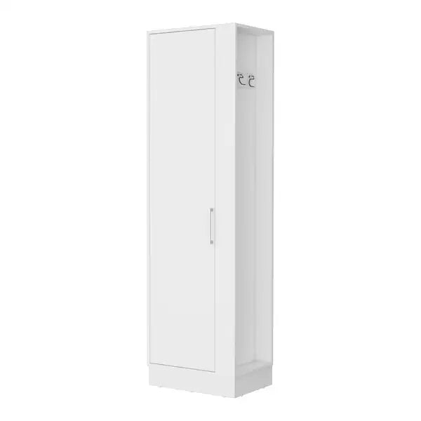 White Single-Door Storage Cabinet with Broom Hangers - Nampa