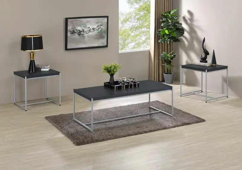 Lennox 3-Piece Black Coffee & End Table Set