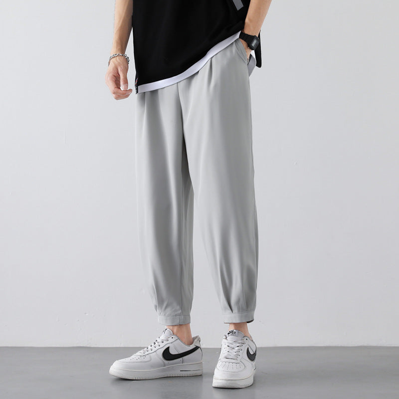 Drawstring Pants - Summer Casual Ice Silk Trousers for Men