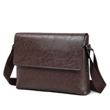 Business Casual Pu One Shoulder Diagonal Bag Multifunctional Solid Color Briefcase - Minihomy