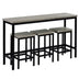 Counter Height Dining Table Set with 3 Stools, Extra Long Pub Kitchen Table with Footrest - Gray - Minihomy